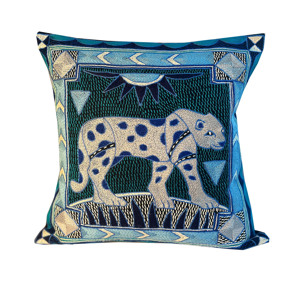 Delpht Leopard Hand-Embroidered  Cushion Cover