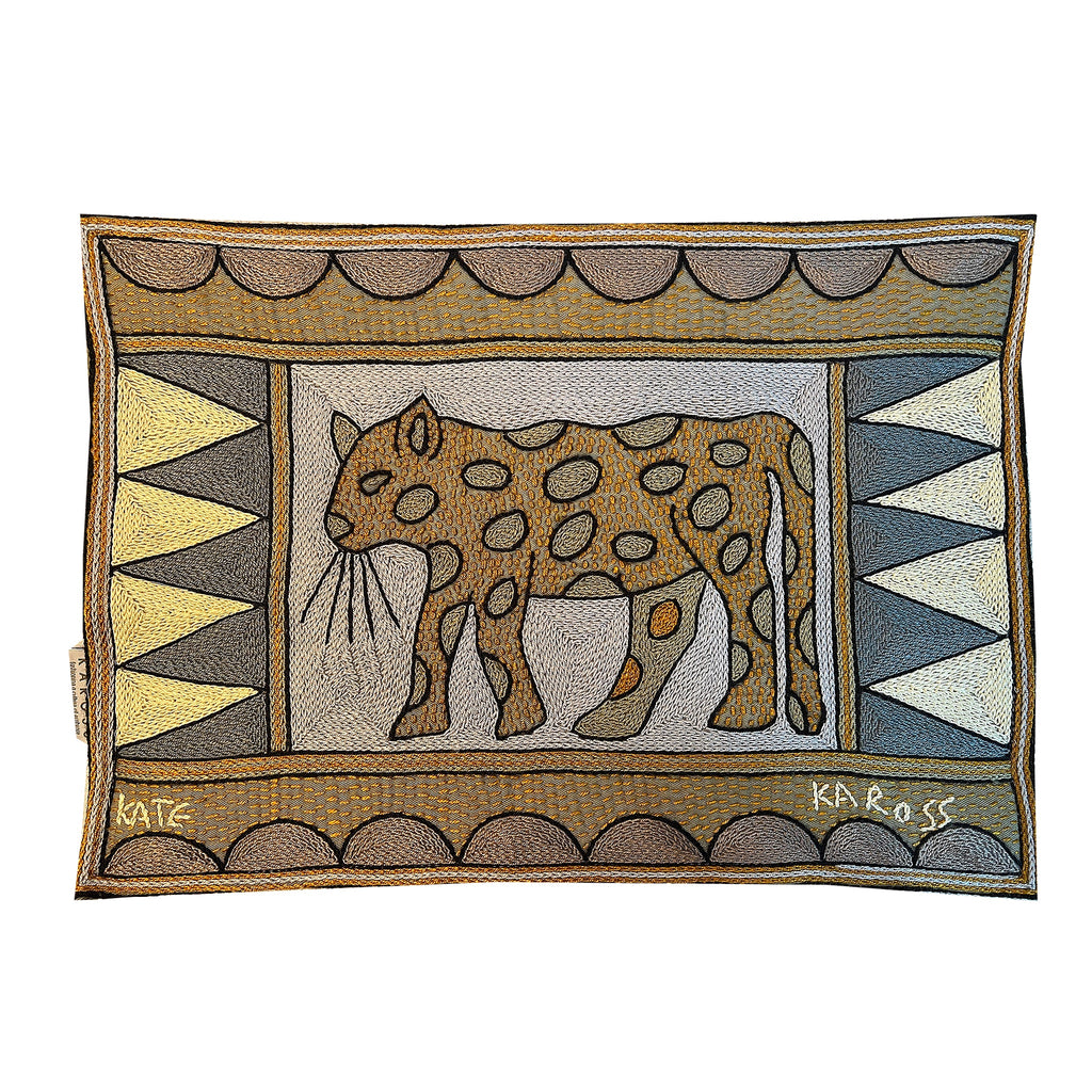 Ode to the African Savannah Leopard Hand-Embroidered Padded Placemat