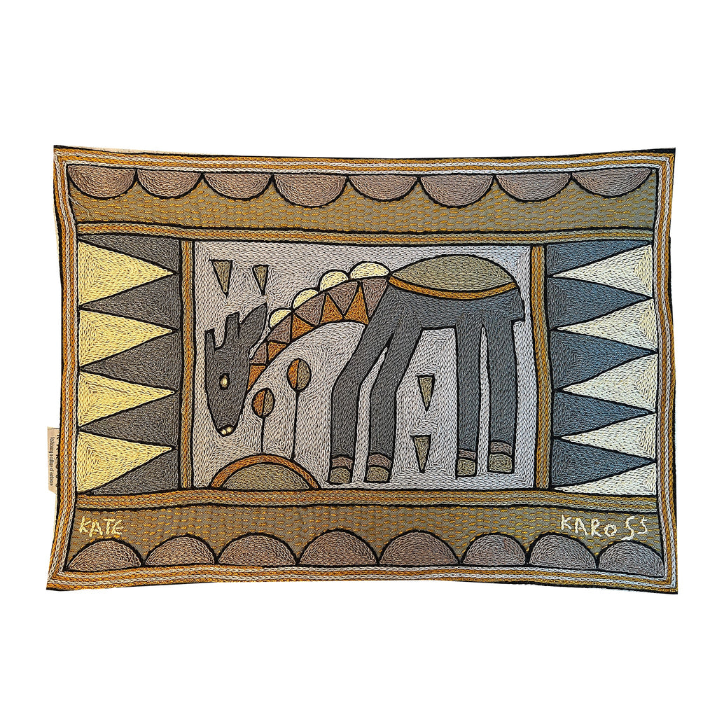 Ode to the African Savannah Giraffe Hand-Embroidered Padded Placemat