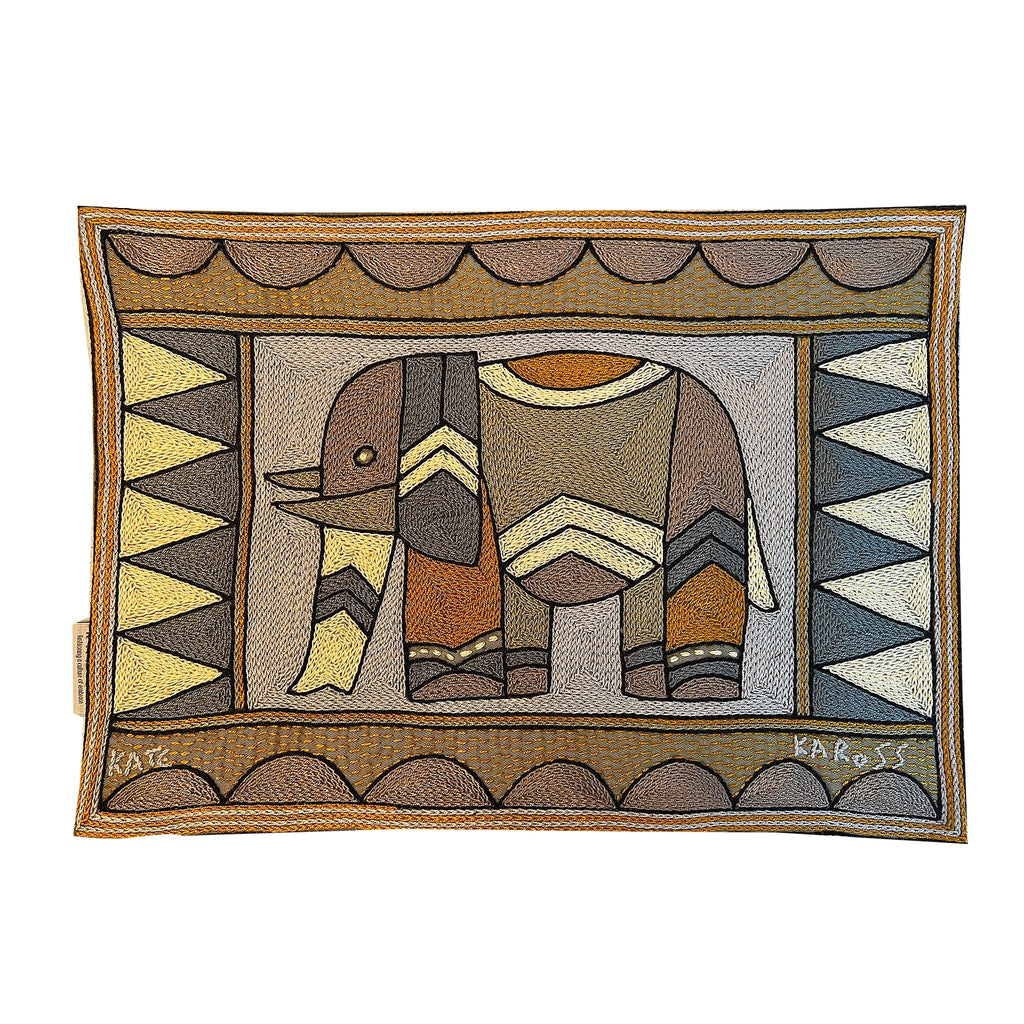 Ode to the African Savannah Elephant Cow Hand-Embroidered Padded Placemat