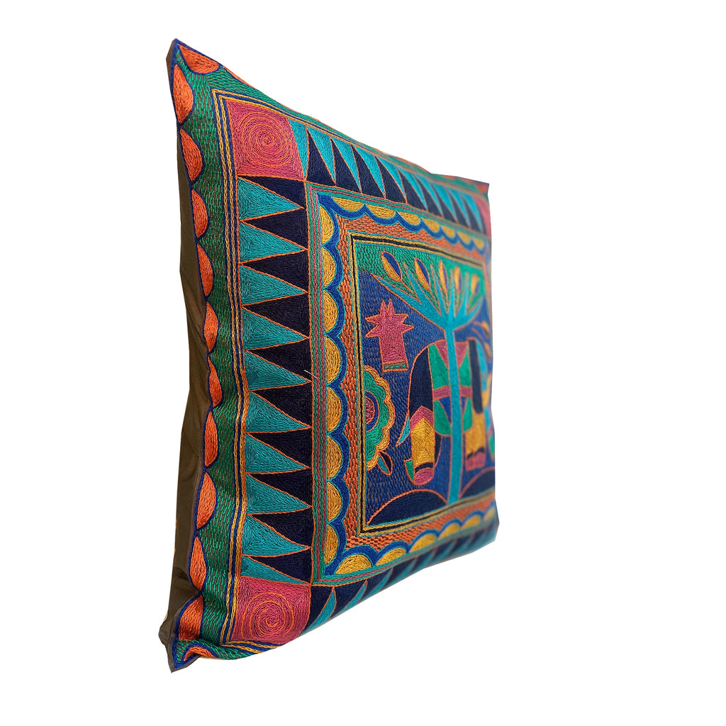 Marula’s in Autumn Large Elephant Hand-Embroidered Cushion Cover
