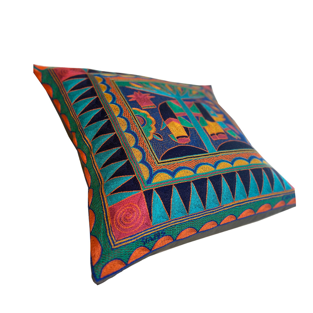 Marula’s in Autumn Large Elephant Hand-Embroidered Cushion Cover