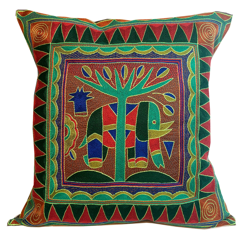 Fevertree Large Elephant Hand-Embroidered Cushion Cover