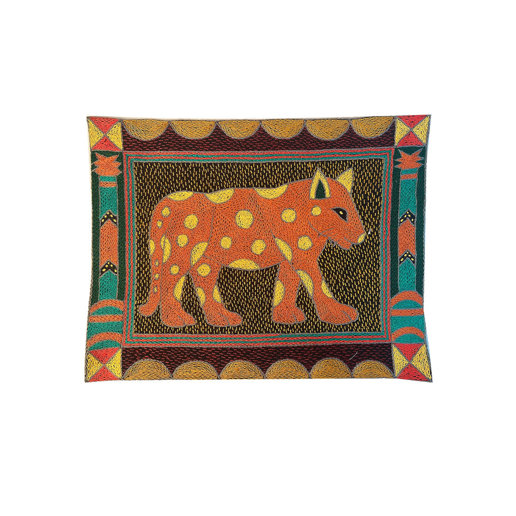 Viva Africa Leopard Hand-Embroidered Unpadded Placemat