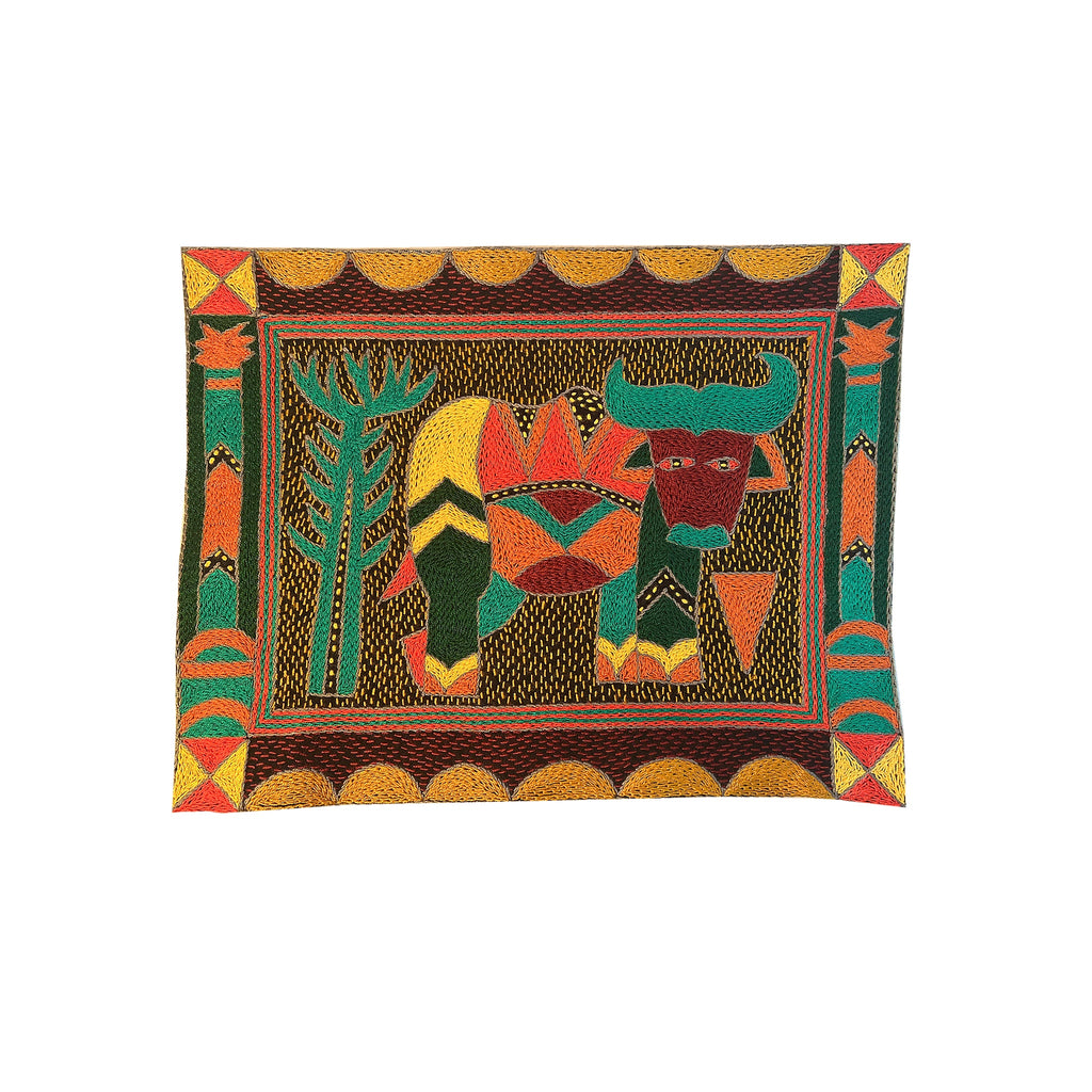 Viva Africa Buffalo Hand-Embroidered Unpadded Placemat