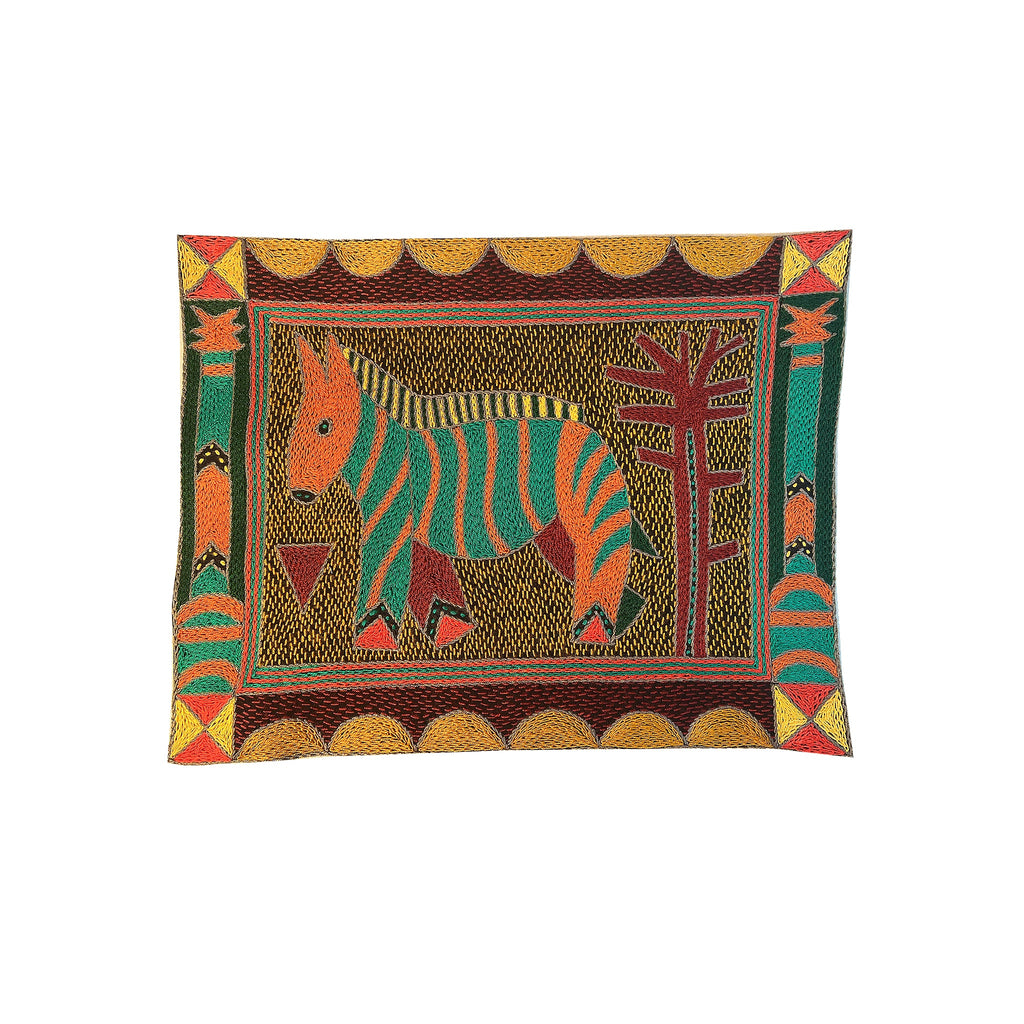 Viva Africa Zebra Hand-Embroidered  Unpadded Placemat