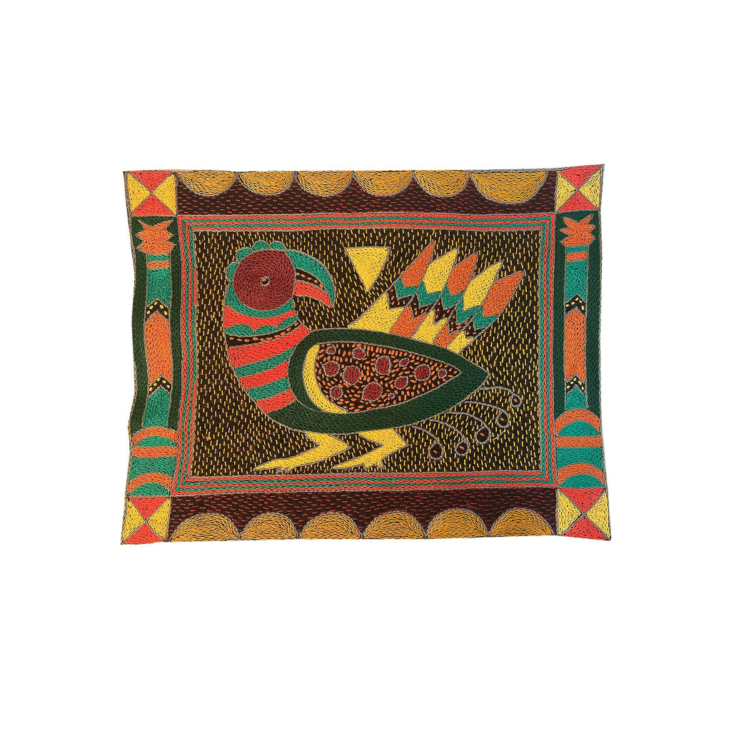 Viva Africa Curious Bird Hand-Embroidered Unpadded Placemat