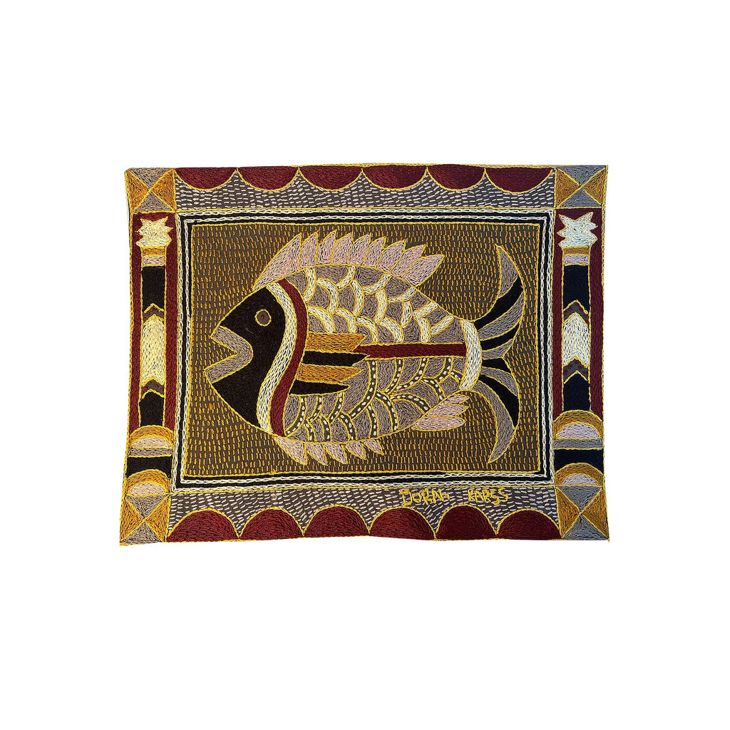 African Dawn Fish Hand-Embroidered Unpadded Placemat