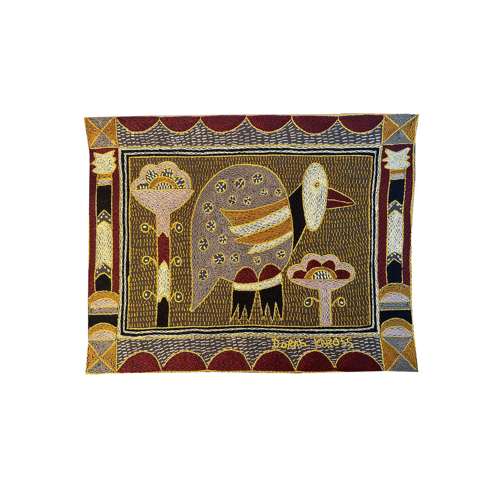African Dawn Guinea Fowl Hand-Embroidered Unpadded Placemat