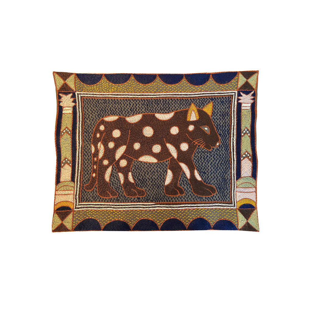 Namib Rust Leopard Hand-Embroidered Unpadded Placemat