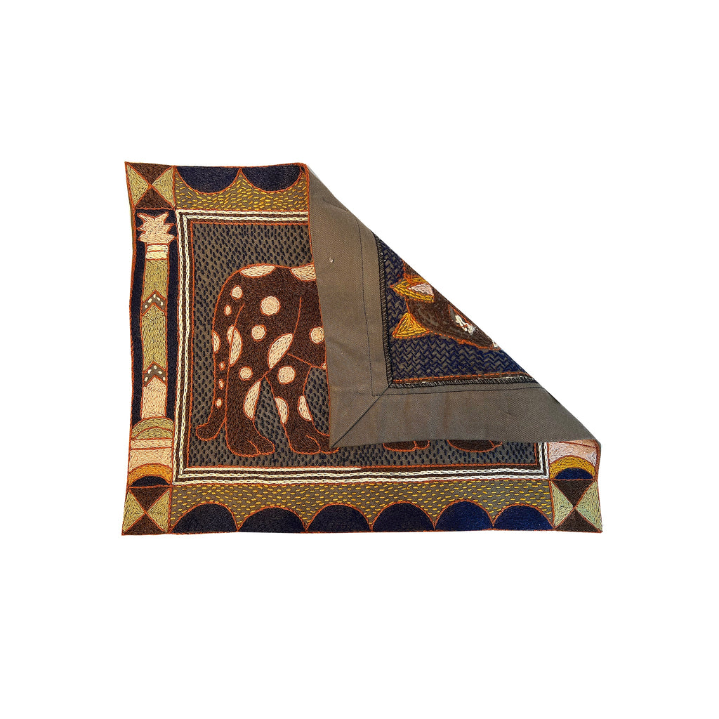 Namib Rust Leopard Hand-Embroidered Unpadded Placemat