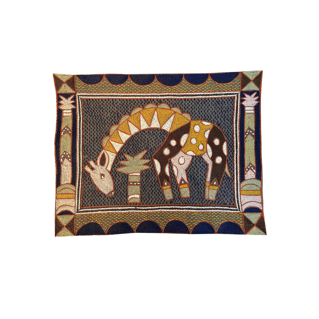 Namib Rust Drinking Giraffe Hand-Embroidered Unpadded Placemat
