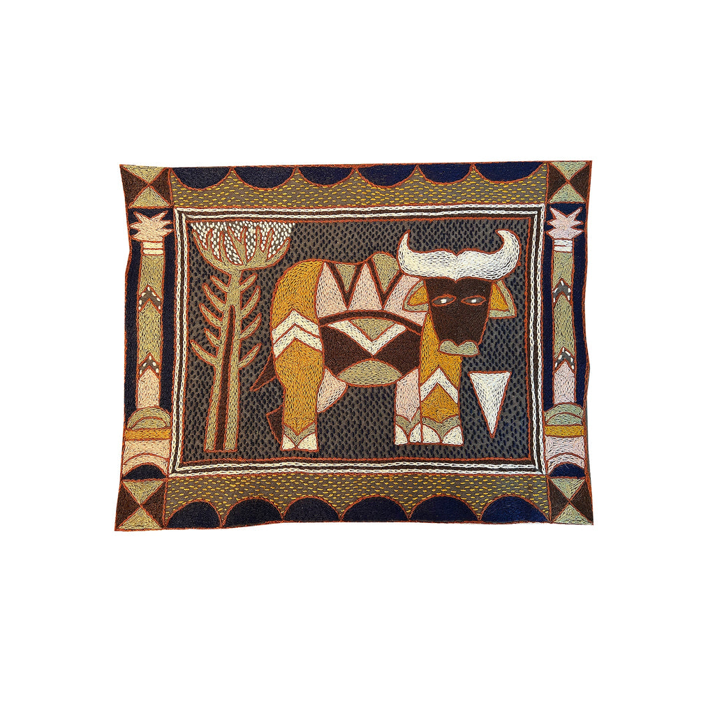Namib Rust Buffalo Hand-Embroidered Unpadded Placemat