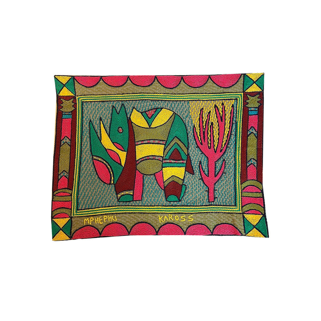 Shangaan Love Rhino Hand-Embroidered Unpadded Placemat