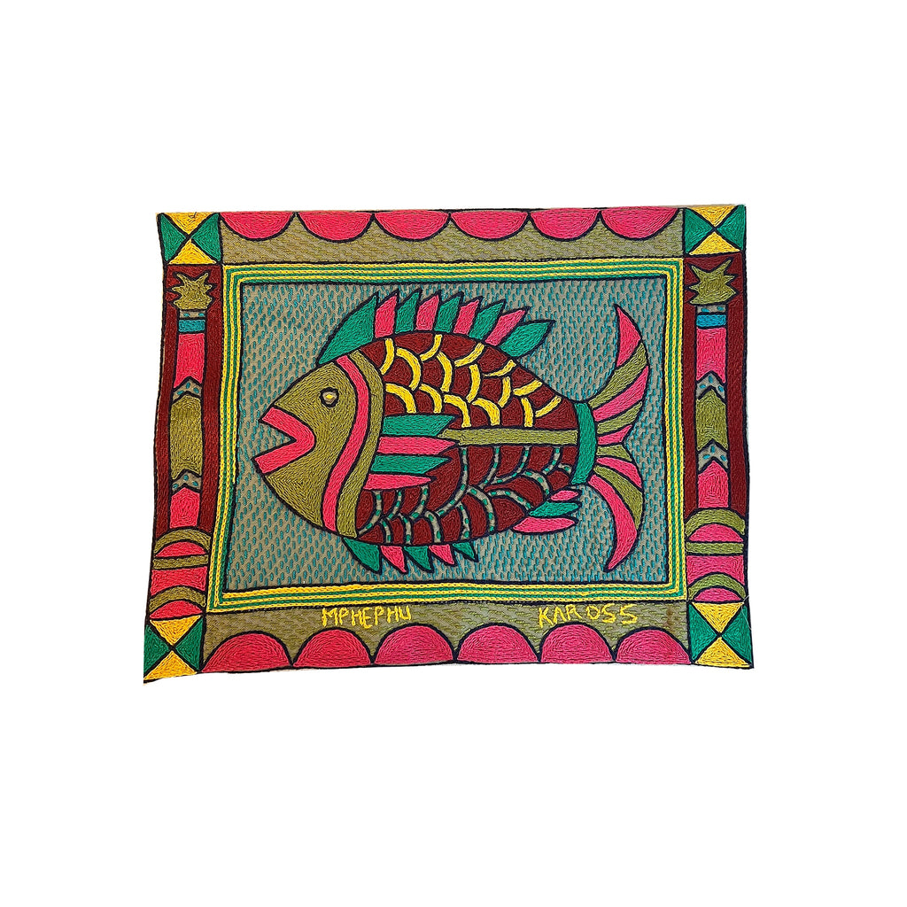 Shangaan Love Fish Hand-Embroidered Unpadded Placemat