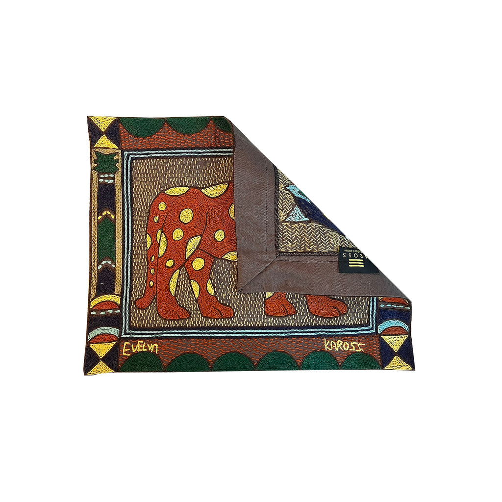 Mopani Moments Leopard Hand-Embroidered Unpadded Placemat