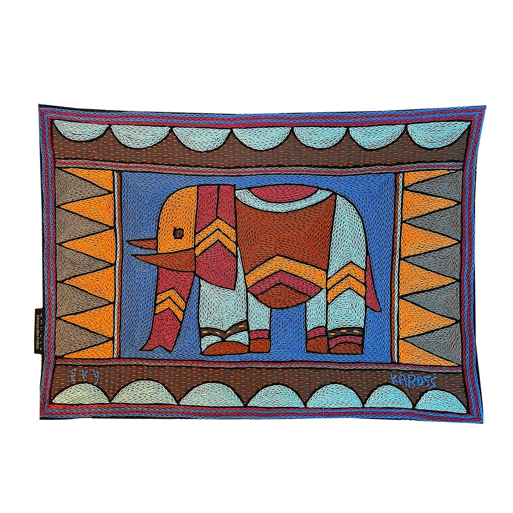 Bougainvillea Elephant Cow Hand-Embroidered Padded Placemat