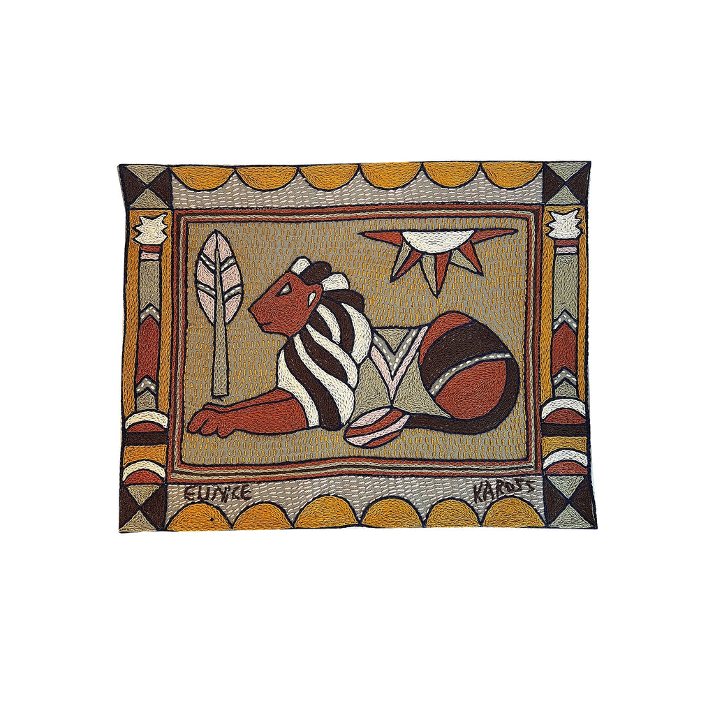 Namib Rust Lion Male Hand-Embroidered Unpadded Placemat '