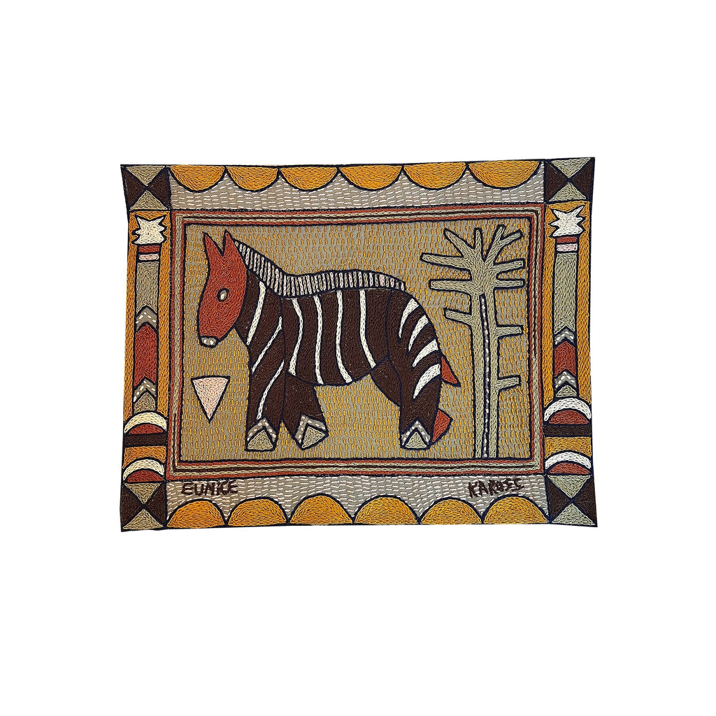 Namib Rust Zebra Hand-Embroidered Unpadded Placemat