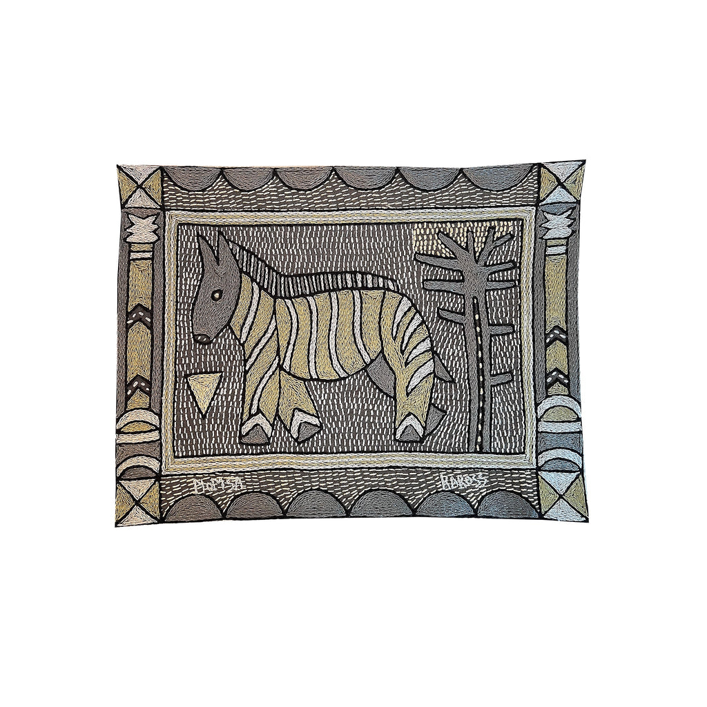 Scattering of Africa Zebra Hand-Embroidered  Unpadded Placemat