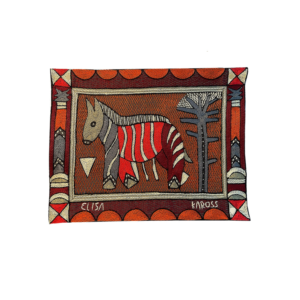 Royal Zulu Zebra Hand-Embroidered Unpadded Placemat