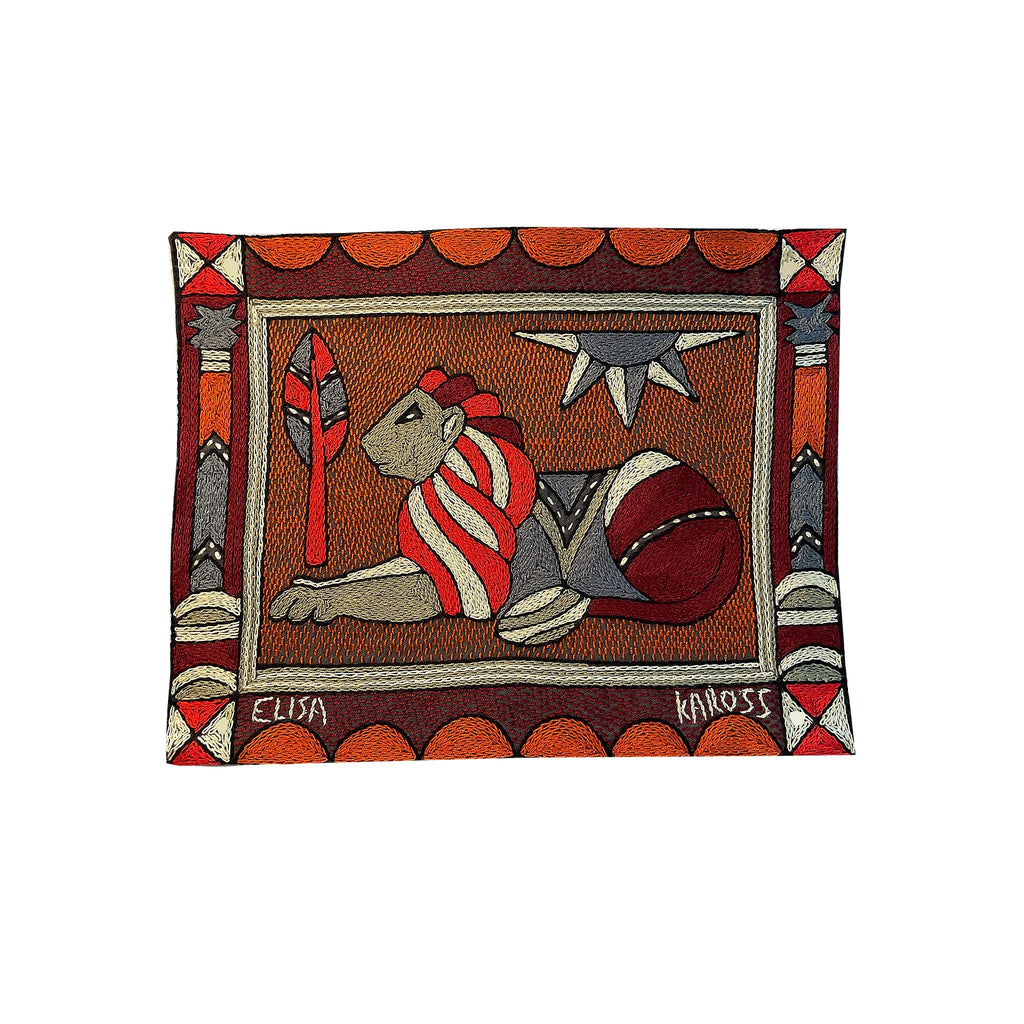 Royal Zulu Lion Male Hand-Embroidered  Unpadded Placemat