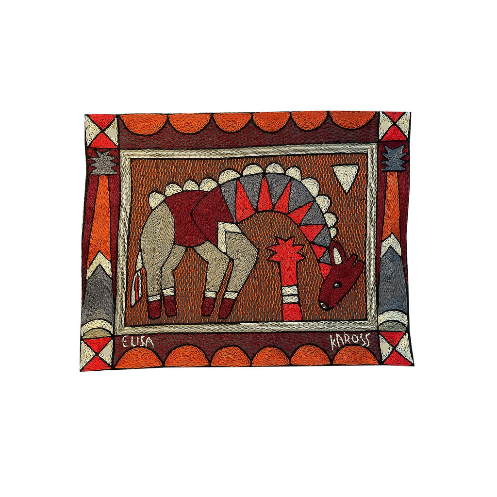 Royal Zulu Drinking Giraffe Hand-Embroidered Unpadded Placemat