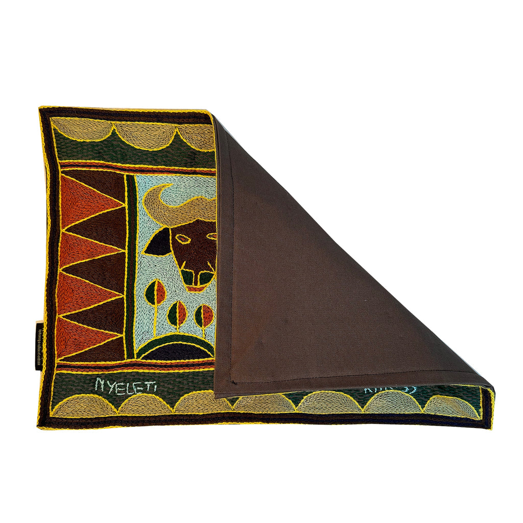 Mopani Moments Buffalo Hand-Embroidered Padded Placemat