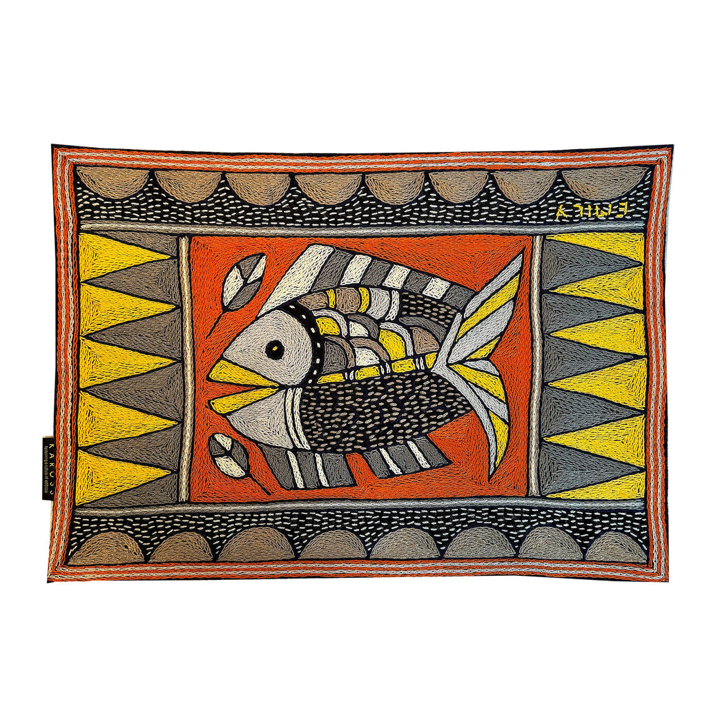 Winterveld Fish Hand-Embroidered Padded Placemat