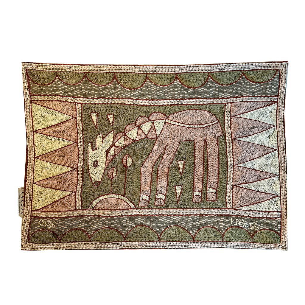 Namib Rust Drinking Giraffe Hand-Embroidered Padded Placemat