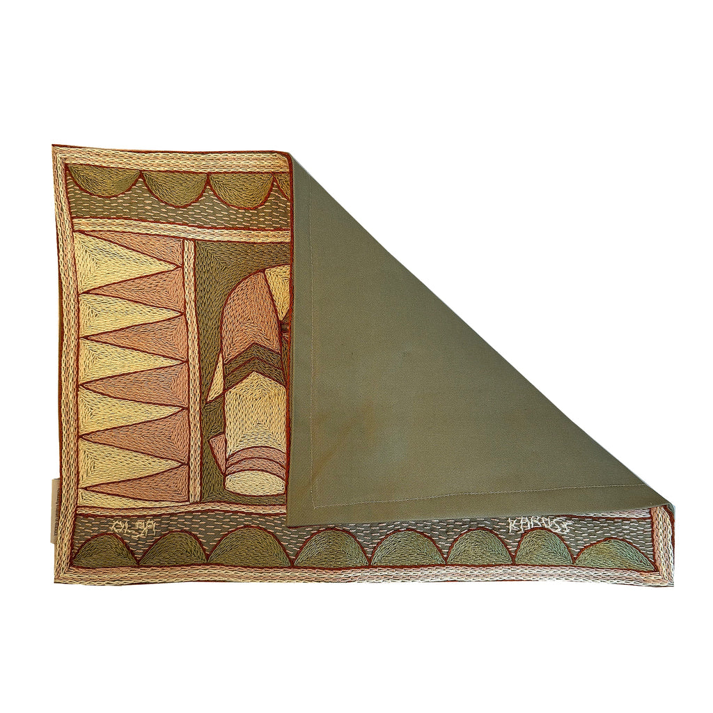 Namib Rust Elephant Cow Hand-Embroidered Padded Placemat