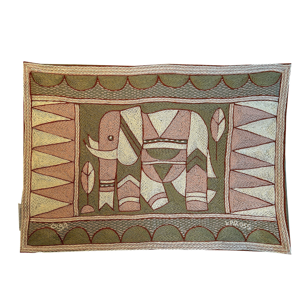 Namib Rust Elephant Bull Hand-Embroidered Padded Placemat