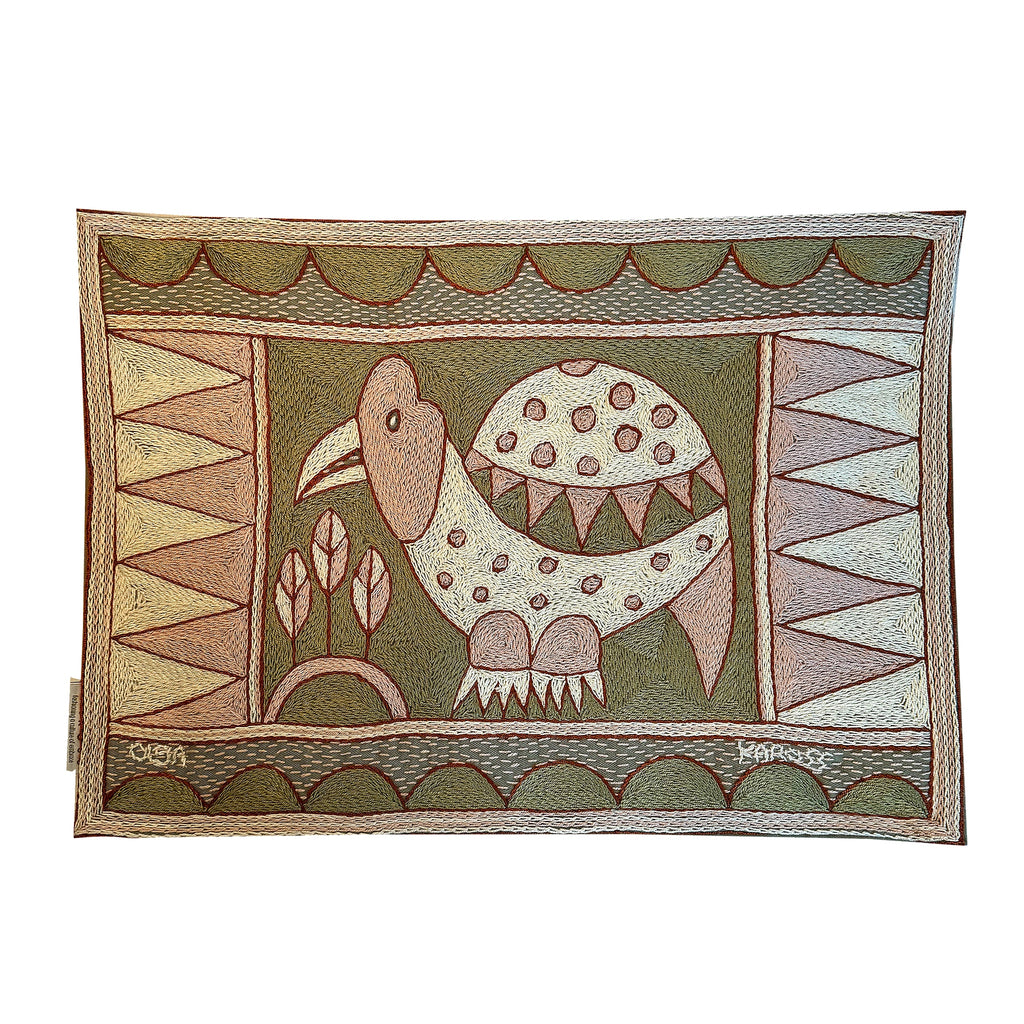 Namib Rust Guinea Fowl Hand-Embroidered Padded Placemat