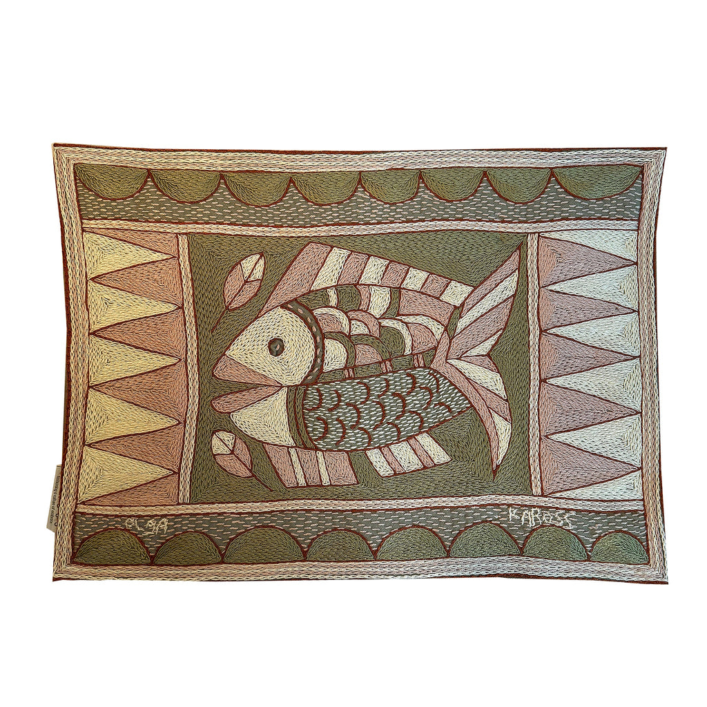 Namib Rust Fish Hand-Embroidered Padded Placemat