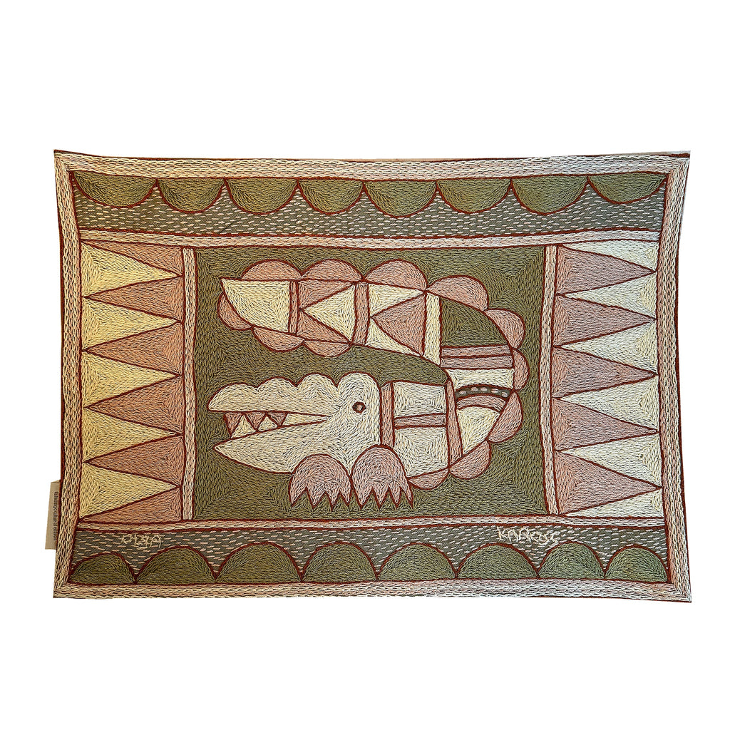 Namib Rust Crocodile Hand-Embroidered Padded Placemat