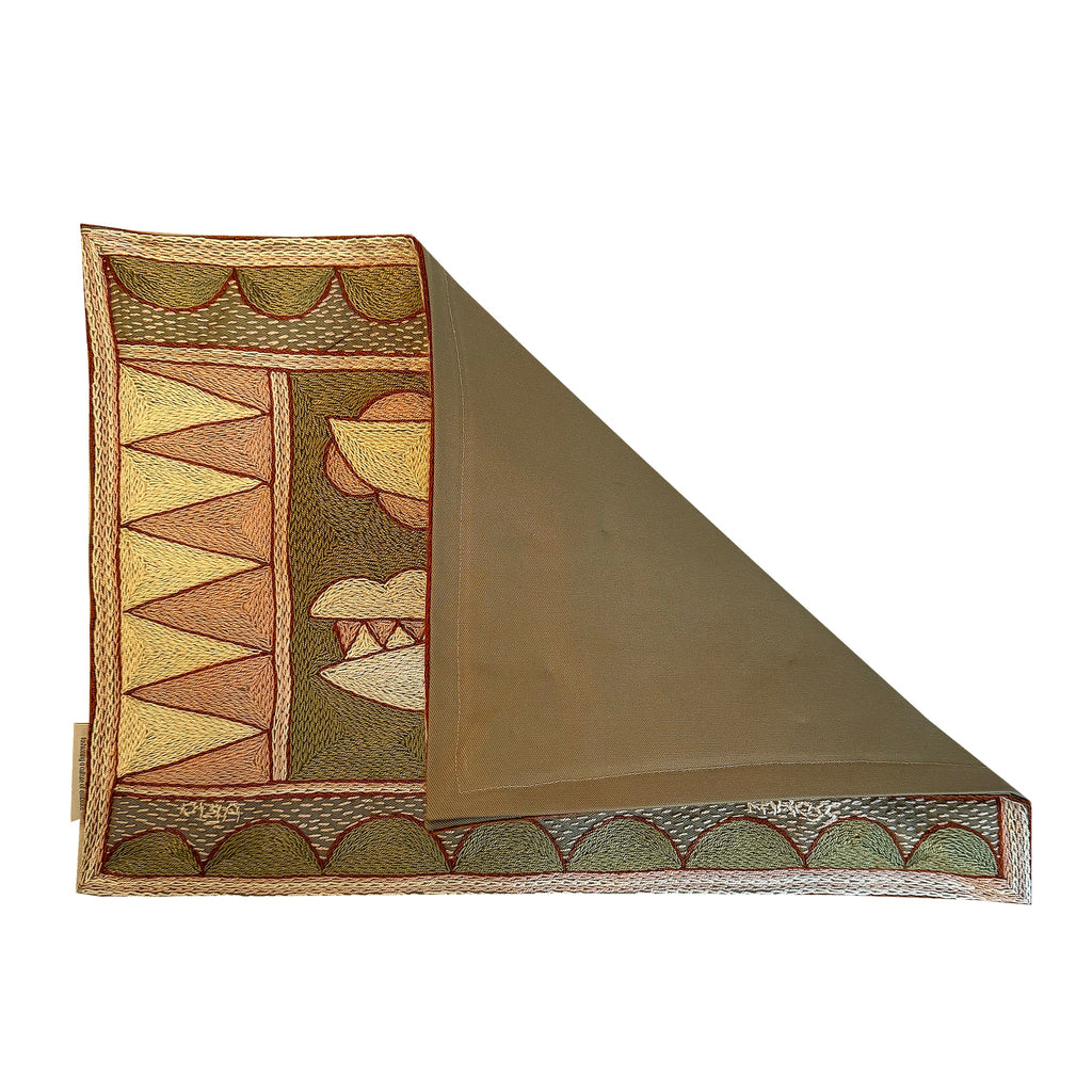 Namib Rust Crocodile Hand-Embroidered Padded Placemat