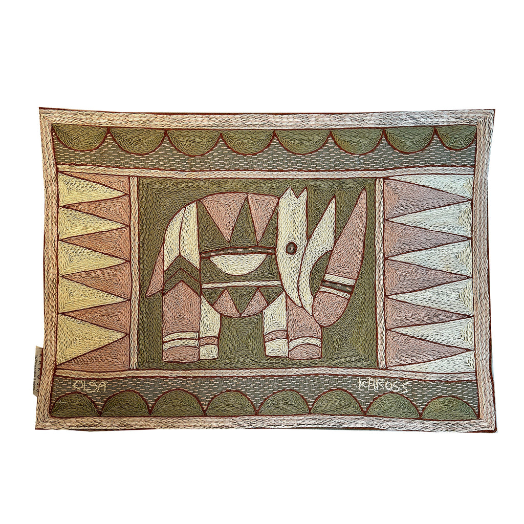 Namib Rust Rhino Hand-Embroidered Padded Placemat