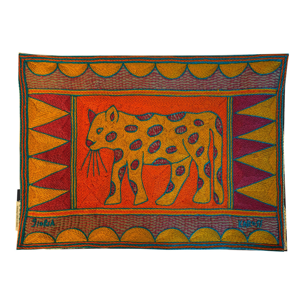 Marula’s in Autumn Leopard Hand-Embroidered  Padded Placemat