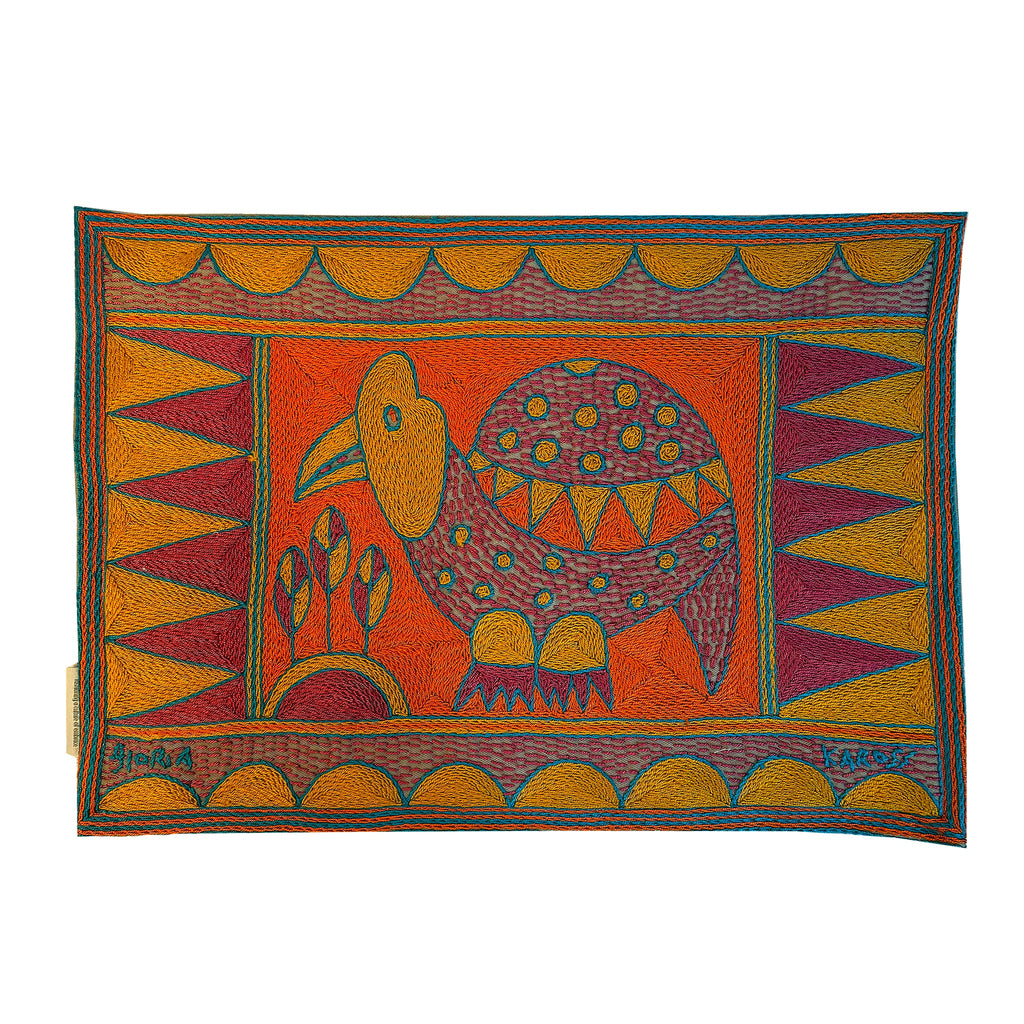 Marula’s in Autumn Guinea Fowl Hand-Embroidered Padded Placemat