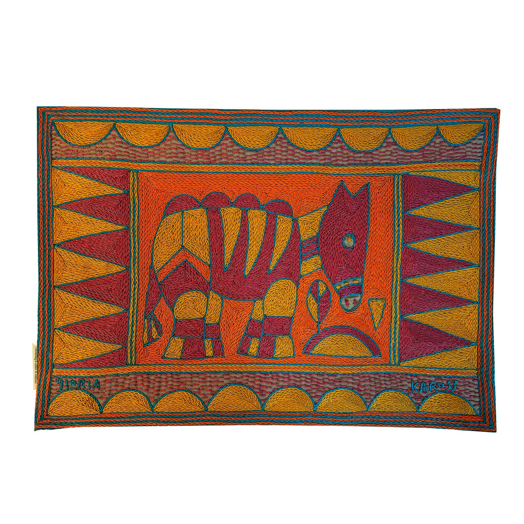 Marula’s in Autumn Antelope. Hand-Embroidered Padded Placemat