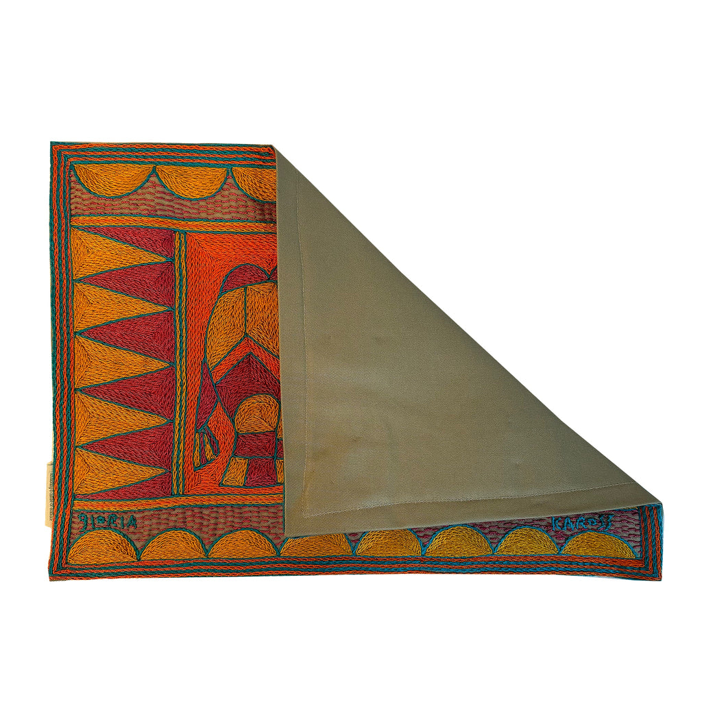 Marula’s in Autumn Antelope. Hand-Embroidered Padded Placemat