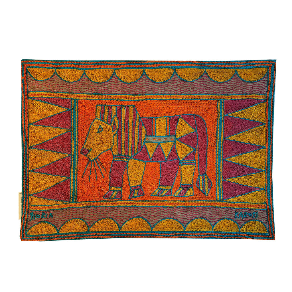 Marula’s in Autumn Lion Hand-Embroidered Padded Placemat