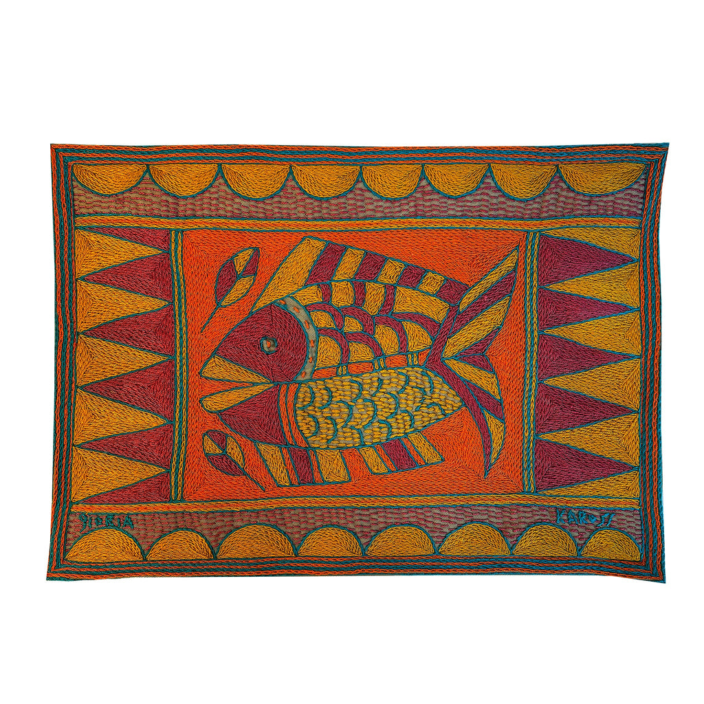 Marula’s in Autumn Fish Hand-Embroidered Padded Placemat