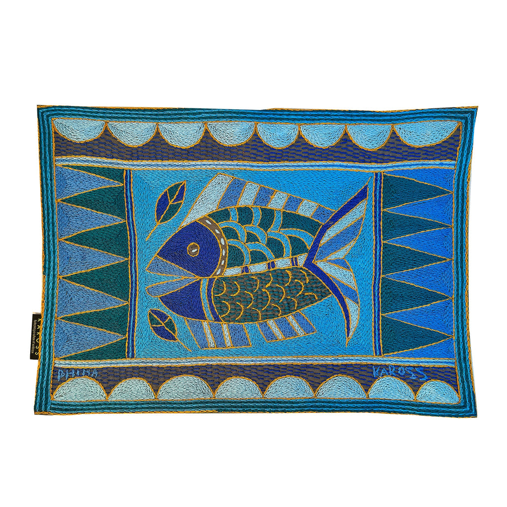 Delpht Fish Hand-Embroidered  Padded Placemat