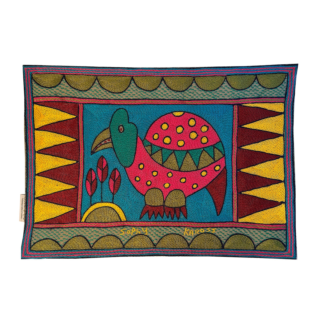 Shangaan Love Guinea Fowl Hand-Embroidered Padded Placemat