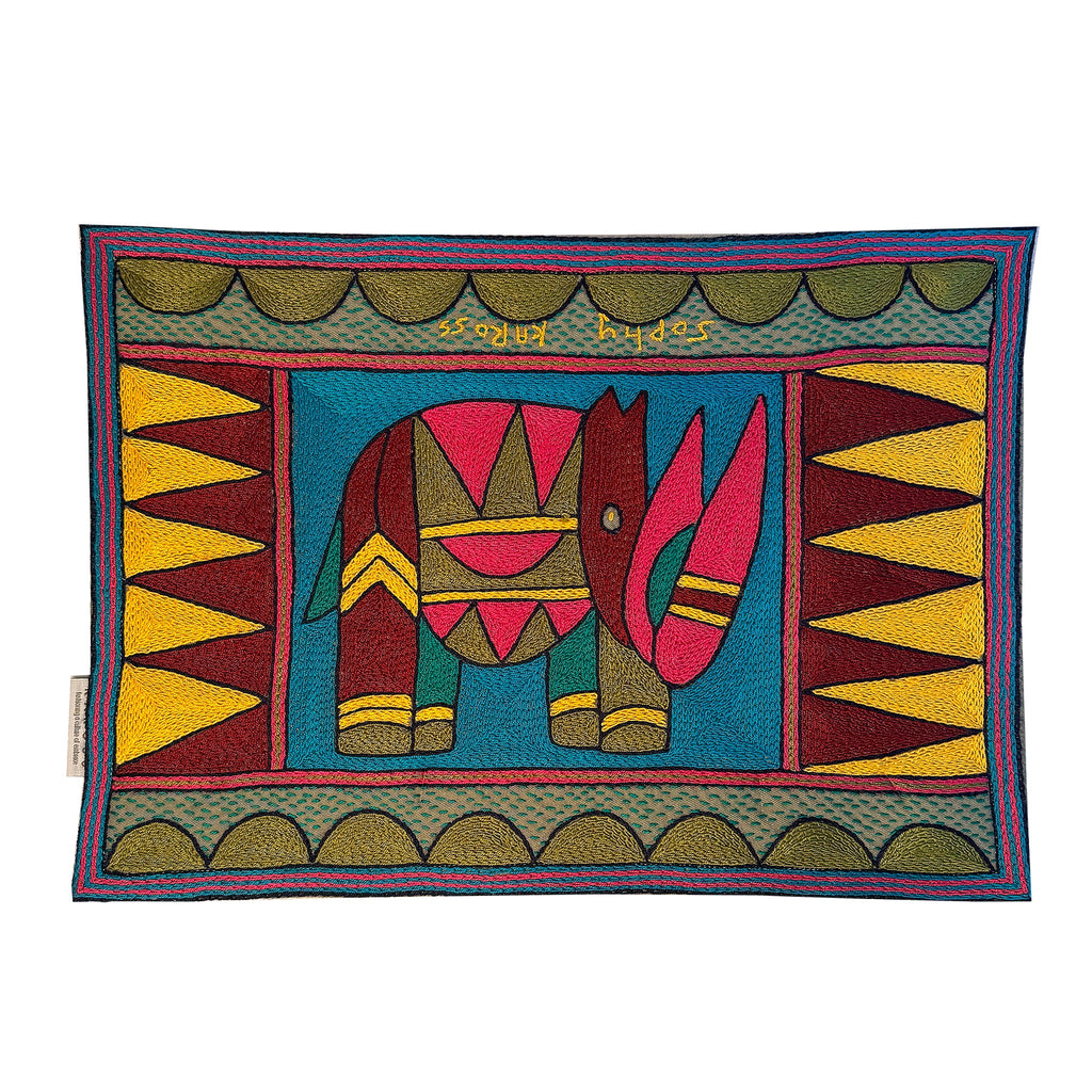 Shangaan Love Rhino Hand-Embroidered Padded Placemat