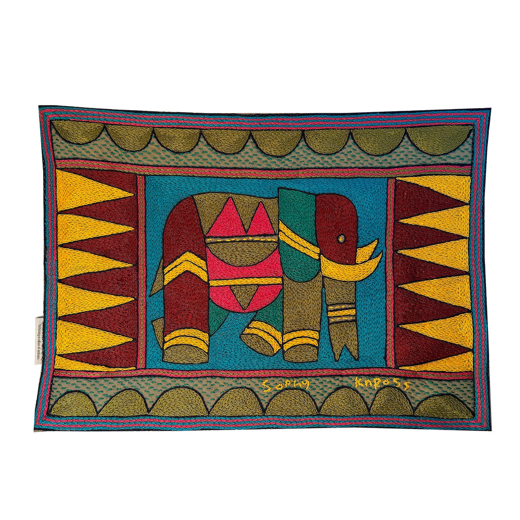 Shangaan Love Elephant Bull Hand-Embroidered Padded Placemat