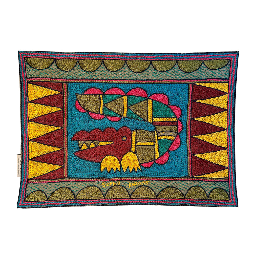 Shangaan Love Crocodile Hand-Embroidered Padded Placemat