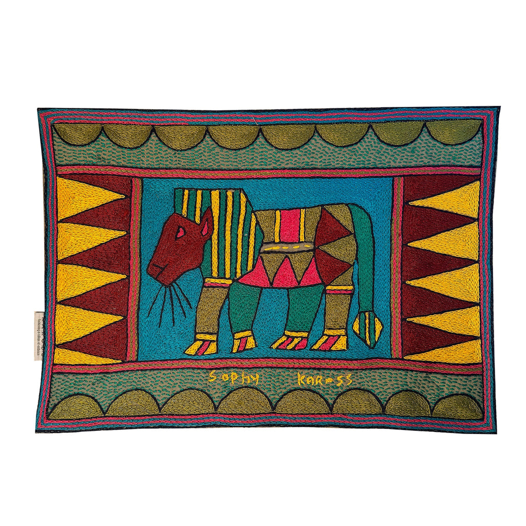 Shangaan Love Lion Hand-Embroidered Padded Placemat