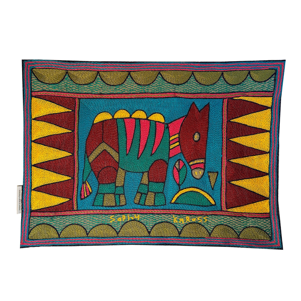 Shangaan Love Antelope Hand-Embroidered Padded Placemat